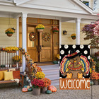 Thanksgiving Turkey Garden Flag 12x18 Inch Double Sided Outside  Polka Dots Welc