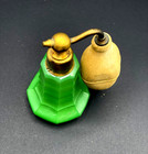 Vtg Devilbiss Perfume Bottle Art Deco Style Gold Hardware 4    Glass Atomizer