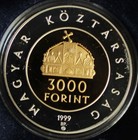 Magyar 1999 Silver Proof 3000 Forint Coin  1000th Anniversary Of Hungarian State