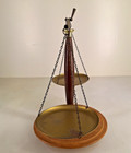 Vtg Balance Weighing Scales Brass Wood   Marble Base Apothecary