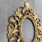 Vintage Antique Cast Iron Brass Gilded Ornate Picture Frame Victorian Oval 4x5 5