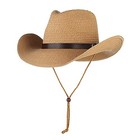 Siqitechno Straw Cowboy Hat For Men Women Cowgirl Western Straw One Size Khaki