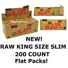 3x Packs Raw 200 s Classic King Size Slim - Flat Pack - Uncreased Rolling Papers