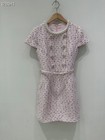 Self-portrait Tweed Beading Pink Crew Neck Dress Dresses