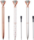 3 Pcs Ballpoint Pens Large Crystal Diamond Pen Bling Metal Office And School  Si