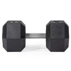 Titan Fitness 85 Lb Pair Free Weights  Black Rubber Coated Hex Dumbbell  Straigh