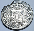 1750 Spanish 1 2 Reales Genuine Antique 1700 s Colonial Cross Silver Pirate Coin