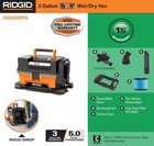 Ridgid 3 Gallon 5 0 Peak Hp Nxt Wet dry Shop Vacuum With Filter New