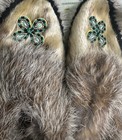 Vintage Native American Alaska Seal Skin Leather Fur Beaded Moccasins 9-1 4   