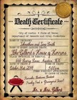 Custom Handmade Death Certificate Invitations Halloween Wedding Birthday 