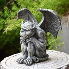 Owmell Gargoyle Statue Garden Guardian Sculpture Figurine Hands On Knees 