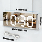 Led Mirror Alarm Clock With Usb Charging Por Snooze Function For Bedroom Desk