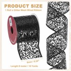 Glitter Mesh Wired Ribbon 2 5 Inch X 10 Yard Sparkling Edge Ribbon  Black