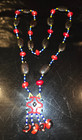 Handcrafted Necklace South Central America Red Blue Yellow Seeds Beadwork 15 
