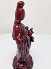 Vintage Hand Carved Red Resin Oriental Asian Buddha Figurine Statue 6 h D52