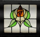 Pleasant Floral Old English Leaded Stained Glass Window 20 x 17 3 4 