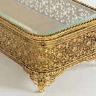 Vintage Gold Gilt Jewelry Casket Box Beveled Glass Ormolu Hollywood Regency 9   