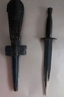 Rare Black Windlass India Stietto Dagger Knife W leather Scabbard Exc 