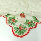 Vintage Hand-sewn Christmas Apron     Red   Green Poinsettia Organza Holiday Kitch