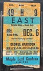 1974 George Harrison Maple Leaf Gardens Ticket Stub Icert A Auth Beatles