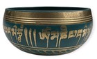 Tibetan Style Singing Bowl 4 Inch Green Gold Buddha Eyes Meditation Bowl Only