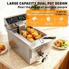 1500w Commercial Electric Single Deep Fryer  11 6qt Stainless Steel With Basket