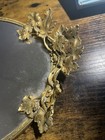 Vintage Vanity Tray Oval Mirrored Gilt Filigree Rim 17  At  Handles