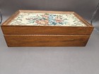 Vintage Wooden Tapestry Small Jewlery   Trinket Box  8 X 5 Inch