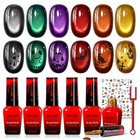 Halloween Cat Eye Gel Nail Polish Set - 6 Colors  Witch Potion  Glow In The Dark