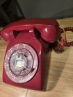 Vintage Bell System Western Electric Red Rotary Dial Desk Telephone 500dm