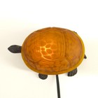 Vintage Amber Tiffany Style Glass Cast Metal Turtle Table Night Light Lamp