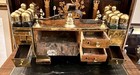 Antique Vintage Fancy Large Shoe Shine Box Wood   Turkish Brass 16 Bottle Unique