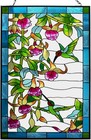 15 X 10  Vintage Style Stained Glass Hummingbird Window Hanging Suncatcher Panel
