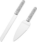 2pcs Crystal Rhinestone Wedding Cake Knife   Server Set Bride Groom Party Gift