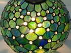 16 In Vintage Tiffany Style Green Stained Glass Lamp Shade Replacement Only
