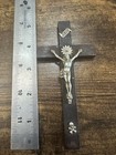 Vintage Wood Crucifix Wall Cross Inri Metal Corpus Germany