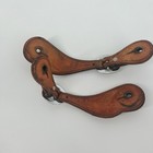 Vintage Leather Cowboy Boot Spur Straps - Brown W  Silver Hardware