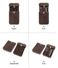 Genuine Leather 6 Slots Fountain Pen Case Tray Holder Storage Box Desk Organizer