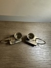 Pair Of Antique Silver Plate Chamberstick Candle Holder With Match Box
