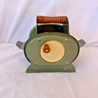 Vintage 1950s Nestor Johnson Card Shuffler Green Metal Wood Handle Hand Crank