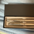 Vtg Parker Insignia Stainless Steel Pen And Pencil Set Boxed Nib