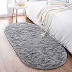  Fluffy Grey Rugs For Bedroom Living Room 2 6 x5 3  Oval Throw Rug For Kids 