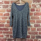 Marina Dress Womens Large Gray Blue Lace Sequin Evening Party Formal Zip Up