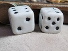 Vintage Large White Glass Dice Made In Japan