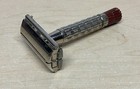 Vintage A-4 1955 Gillette Red Tip Double Edge Safety Razor Clean  With Case