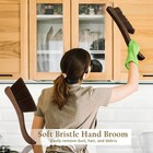 1 Pieces Woooden Hand Whisk Broom Dust Brush With Curved Wood Handle Brown 