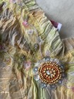 Lulu Floral Camisole Top Green Beige Pink Adjustable Straps Beaded