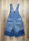 Big Smith Sanforized Vintage Denim Cut Off Bib Overall Shorts Size 33