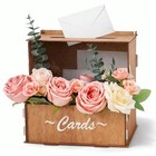 Rustic Wood Wedding Card Box Acrylic Front Money Gift Holder Reception Decor