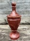 Wooden Vintage Looking Finial Rustic Red Worn Paint 8 25   